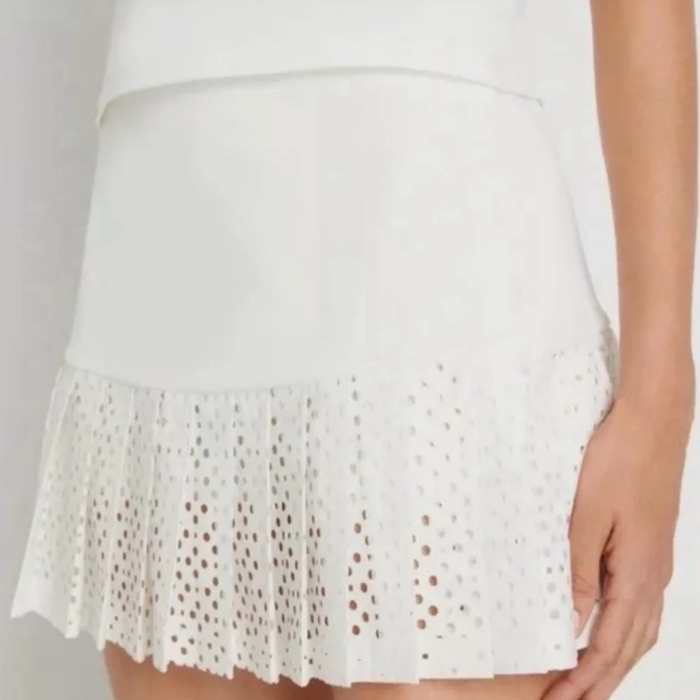 TORY BURCH PLEATED HEM TENNIS SKIRT IN SNOW WHITE SIZE LARGE
